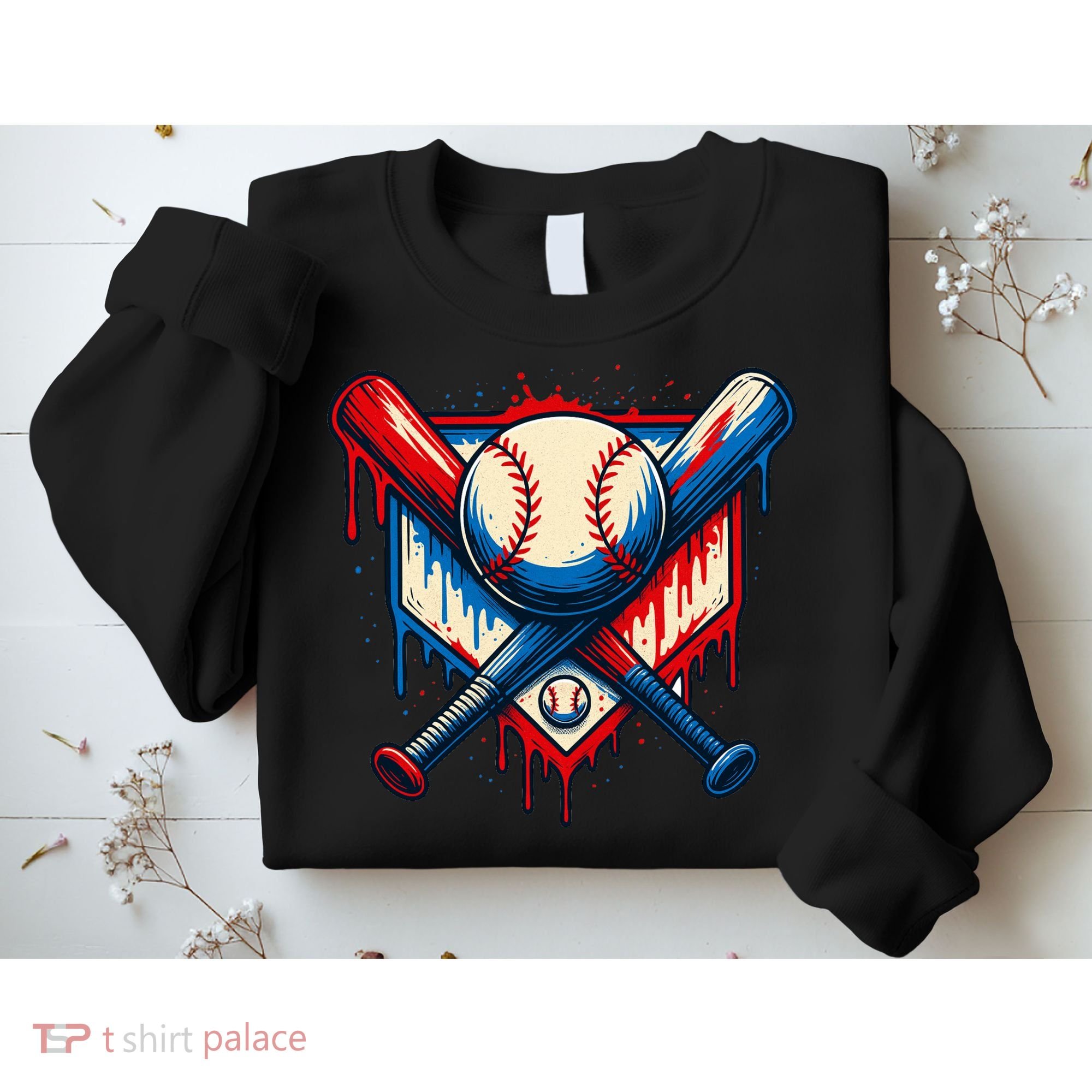 American Baseball Drip Graffiti Ball & Bat Sweatshirt