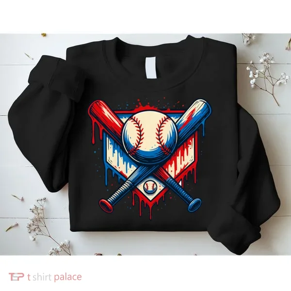 American Baseball Drip Graffiti Ball & Bat Sweatshirt