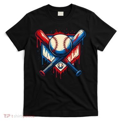 American Baseball Drip Graffiti Ball & Bat T-Shirt
