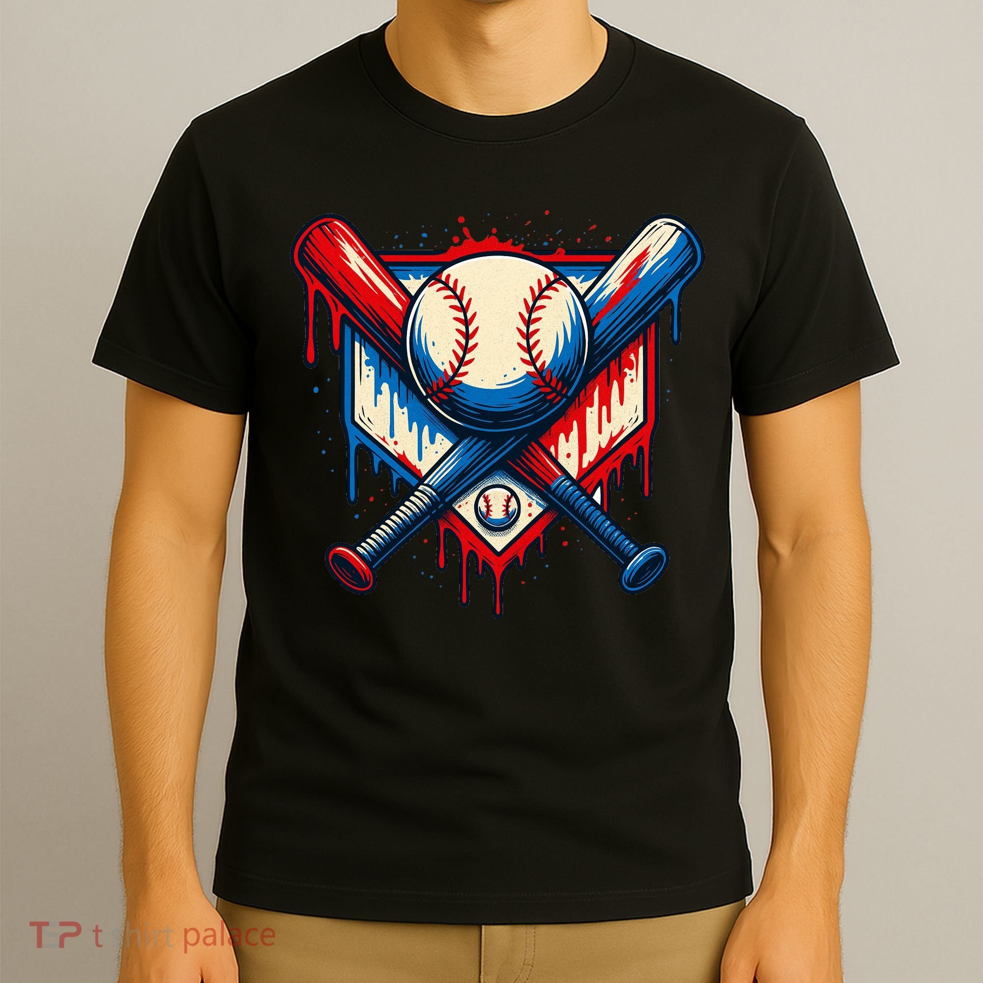 American Baseball Drip Graffiti Ball & Bat T-Shirt