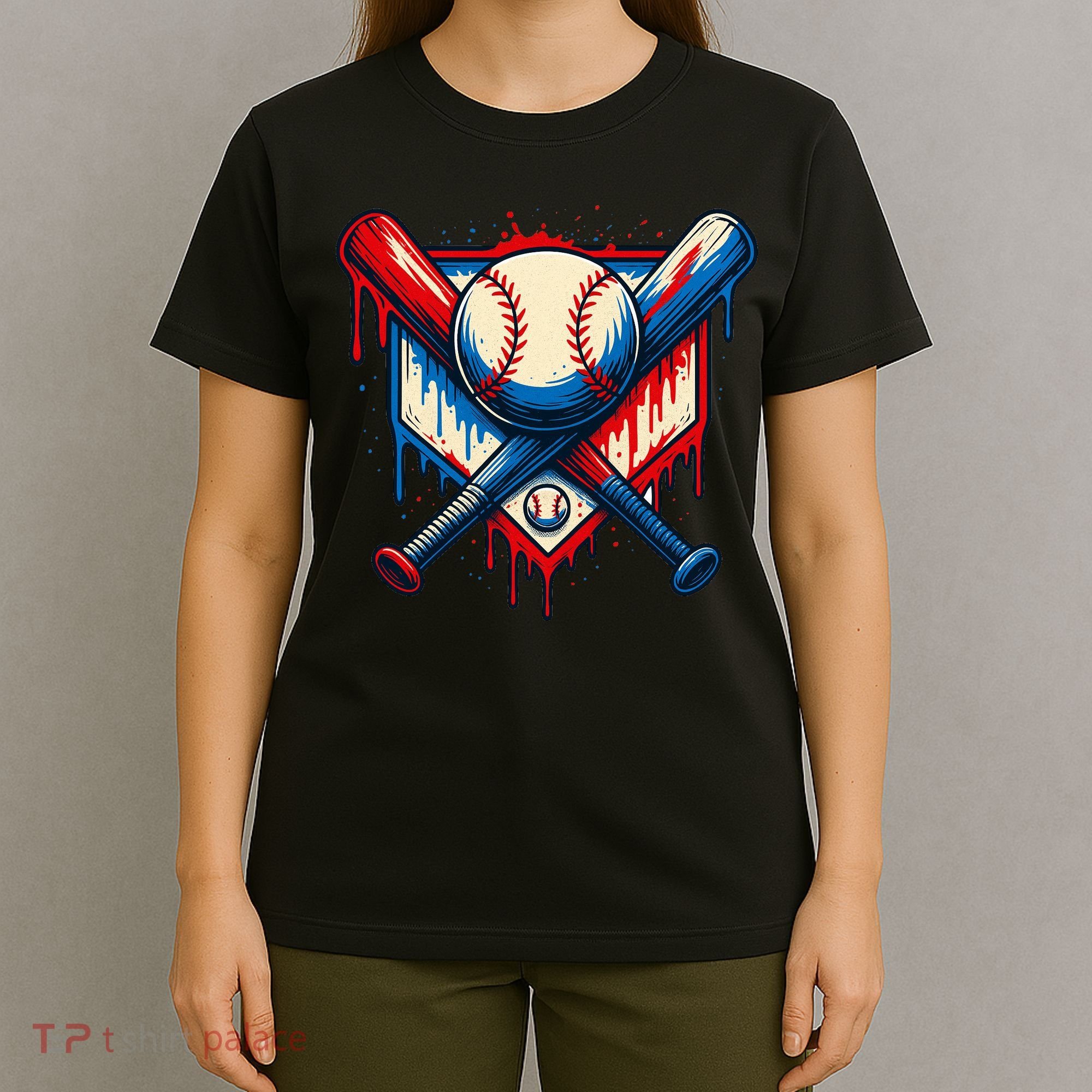American Baseball Drip Graffiti Ball & Bat T-Shirt