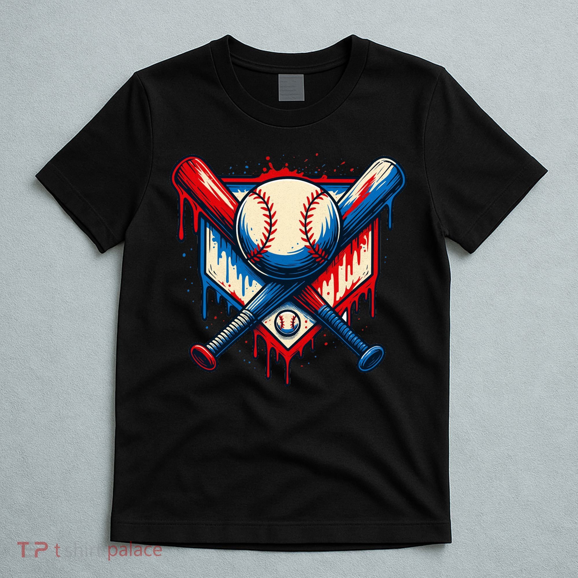 American Baseball Drip Graffiti Ball & Bat T-Shirt