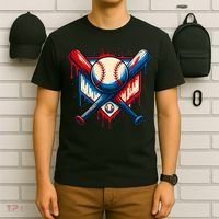 American Baseball Drip Graffiti Ball & Bat T-Shirt thumb 6