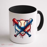 American Baseball Drip Graffiti Ball & Bat Coffee Mug thumb 1