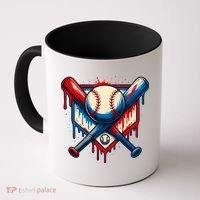American Baseball Drip Graffiti Ball & Bat Coffee Mug thumb 0