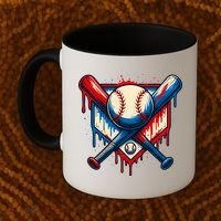 American Baseball Drip Graffiti Ball & Bat Coffee Mug thumb 2