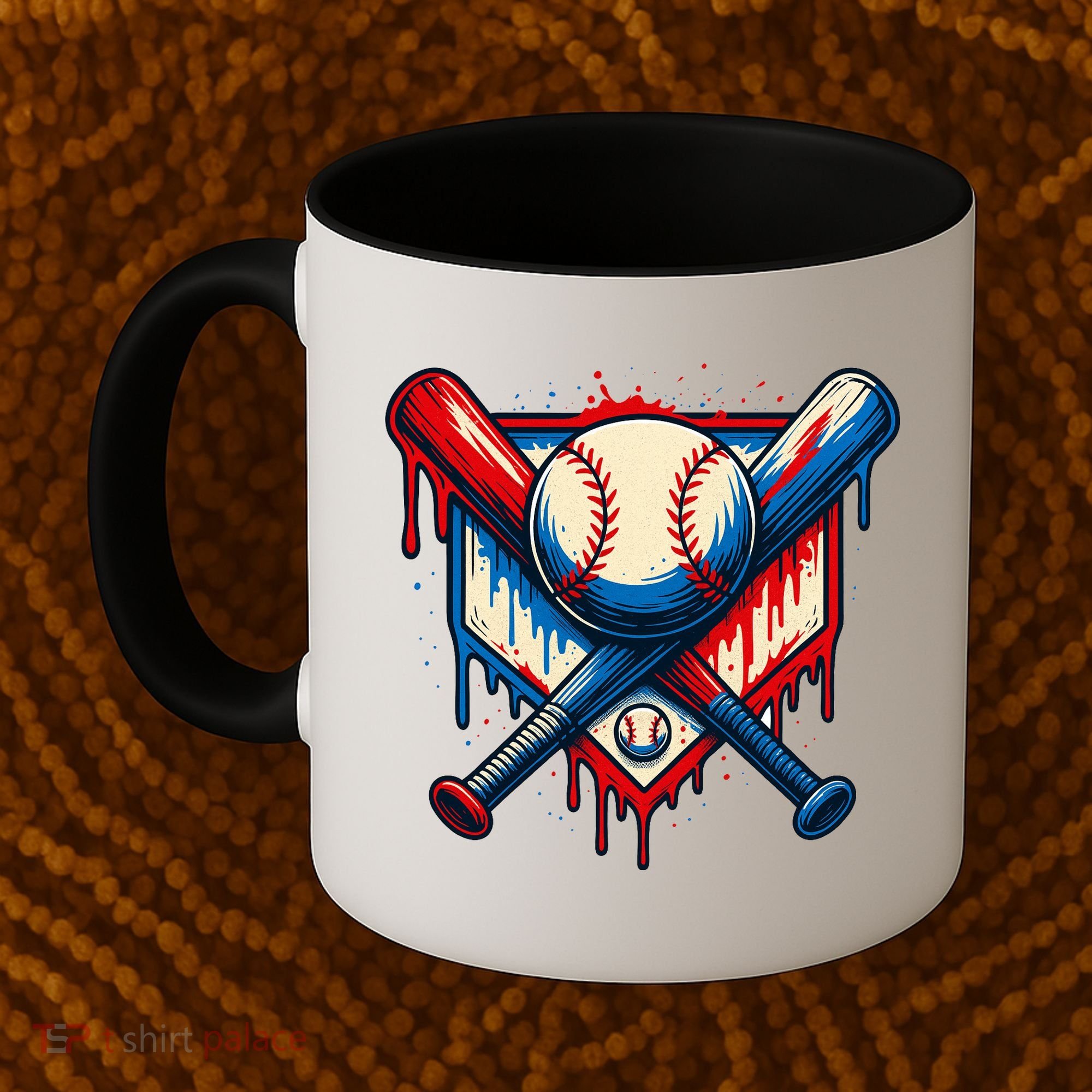 American Baseball Drip Graffiti Ball & Bat Coffee Mug