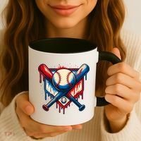 American Baseball Drip Graffiti Ball & Bat Coffee Mug thumb 3