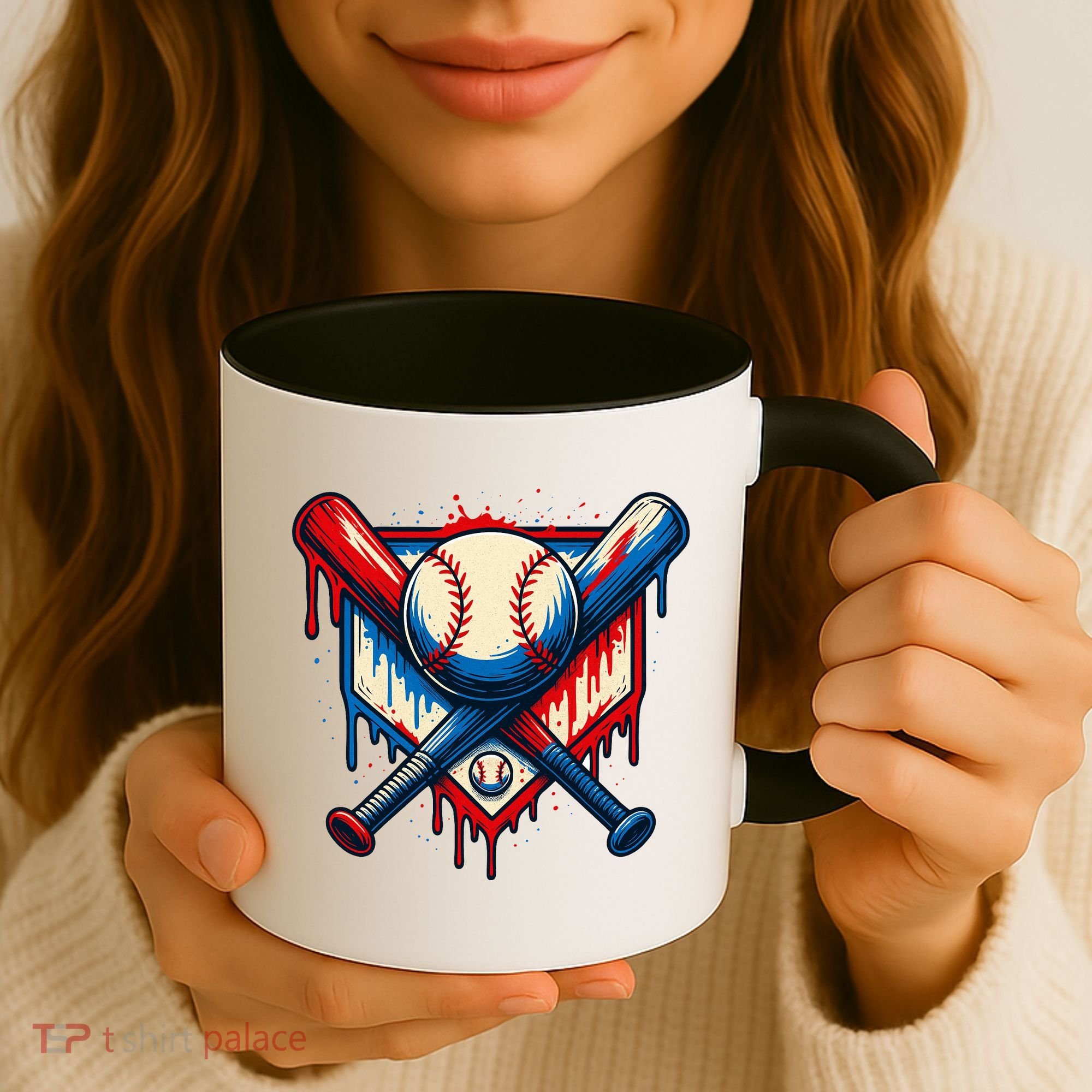American Baseball Drip Graffiti Ball & Bat Coffee Mug