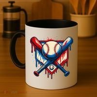 American Baseball Drip Graffiti Ball & Bat Coffee Mug thumb 4