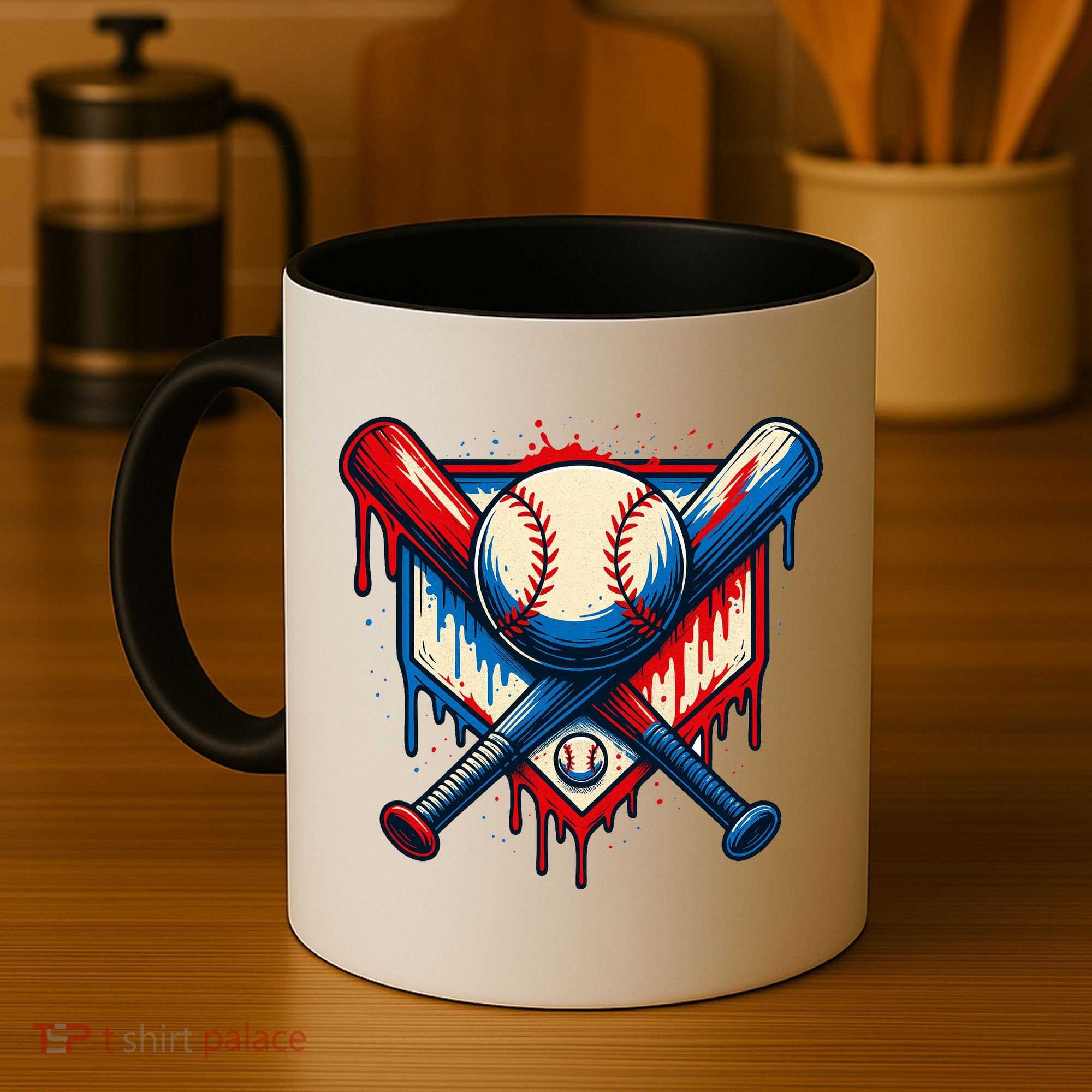 American Baseball Drip Graffiti Ball & Bat Coffee Mug