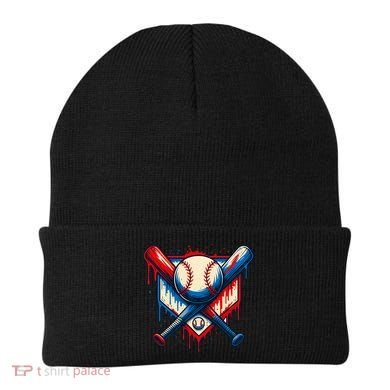American Baseball Drip Graffiti Ball & Bat Beanie