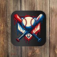 American Baseball Drip Graffiti Ball & Bat Coaster thumb 0
