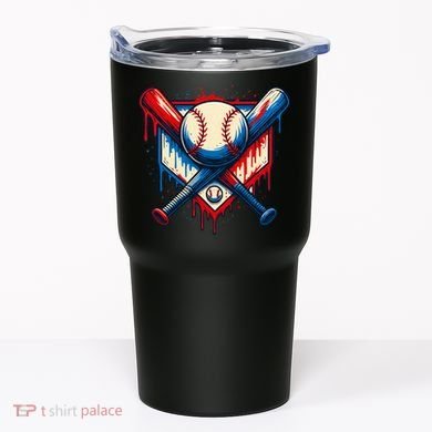American Baseball Drip Graffiti Ball & Bat Tumbler