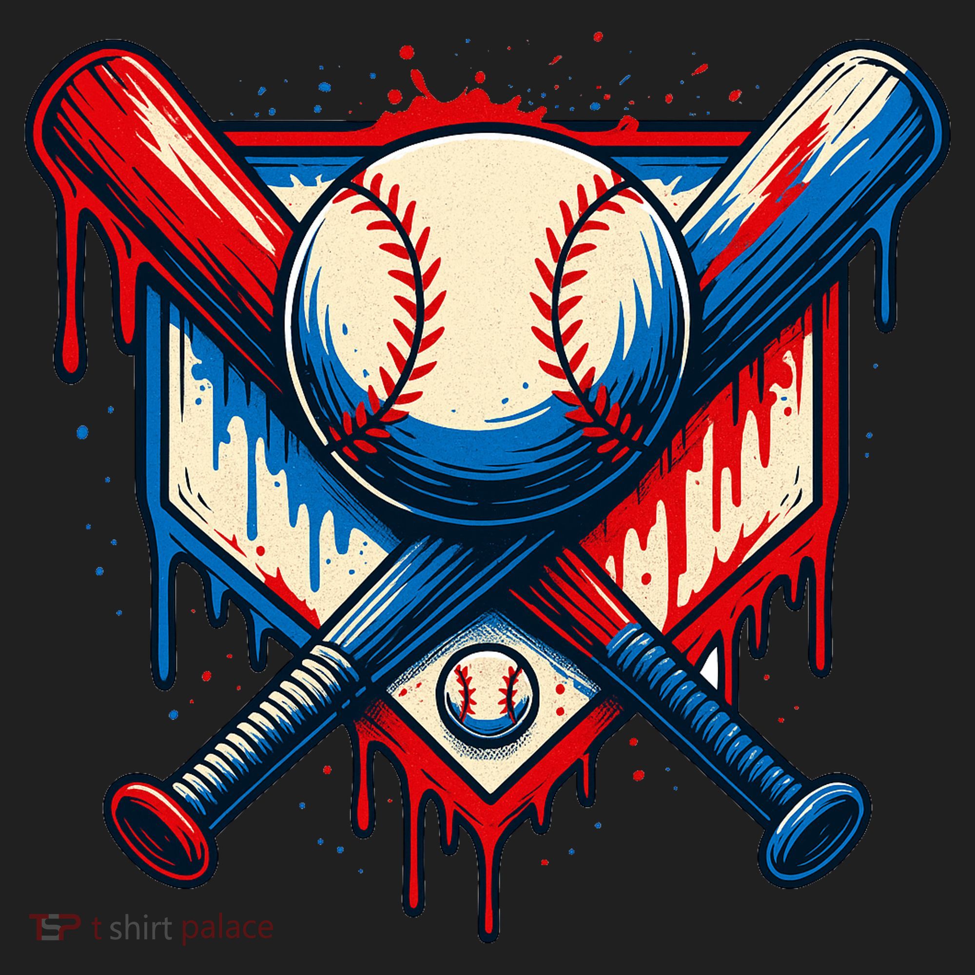American Baseball Drip Graffiti Ball & Bat Tumbler