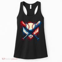 American Baseball Drip Graffiti Ball & Bat Women's Tank Top thumb 0