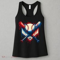 American Baseball Drip Graffiti Ball & Bat Women's Tank Top thumb 3