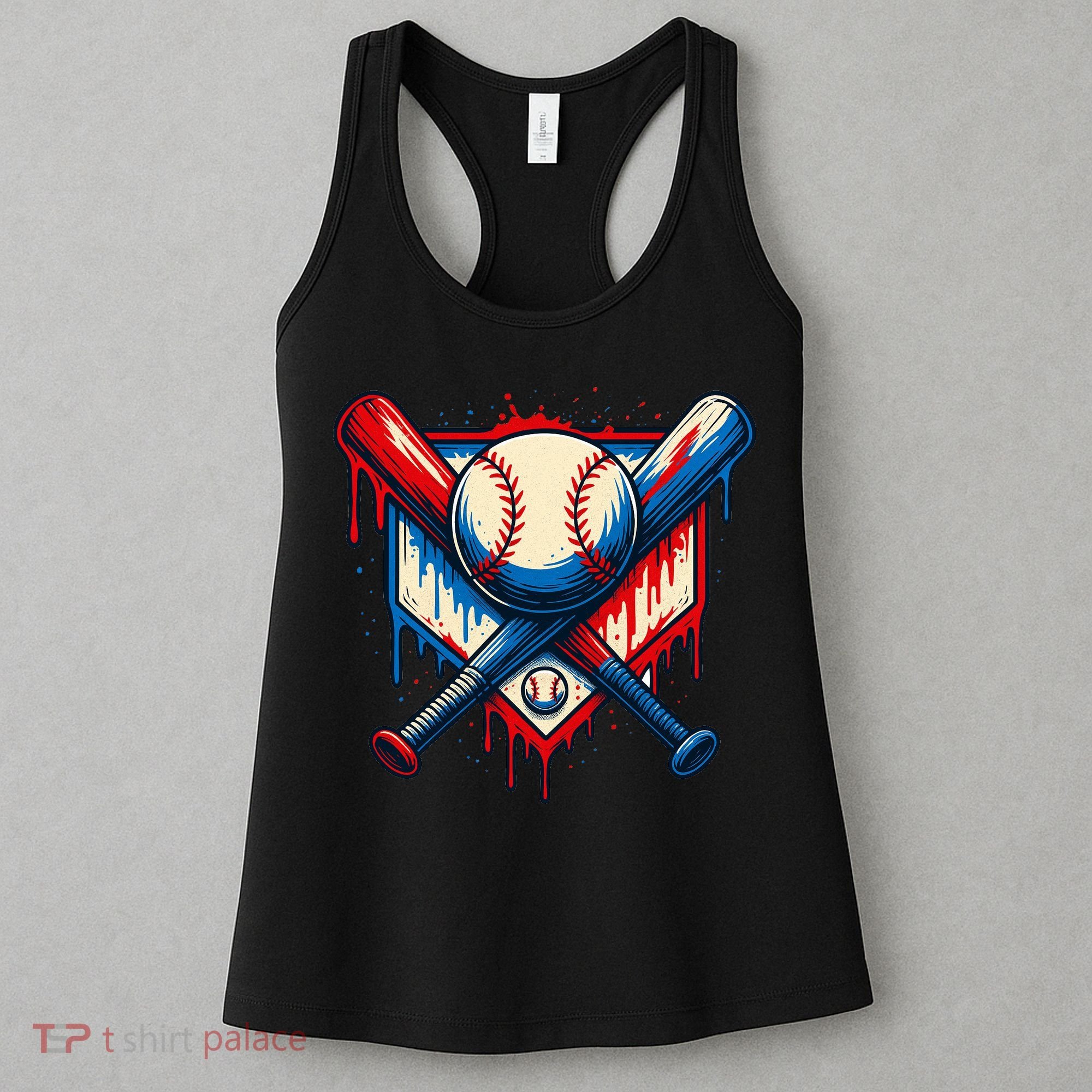 American Baseball Drip Graffiti Ball & Bat Women's Tank Top