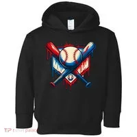 American Baseball Drip Graffiti Ball & Bat Toddler Hoodie thumb 0