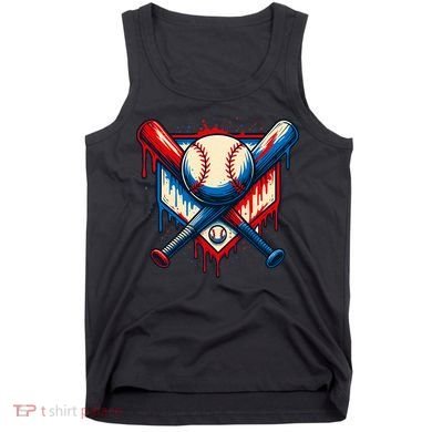 American Baseball Drip Graffiti Ball & Bat Tank Top