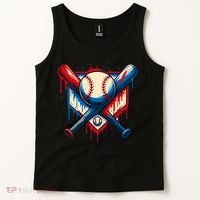 American Baseball Drip Graffiti Ball & Bat Tank Top thumb 2