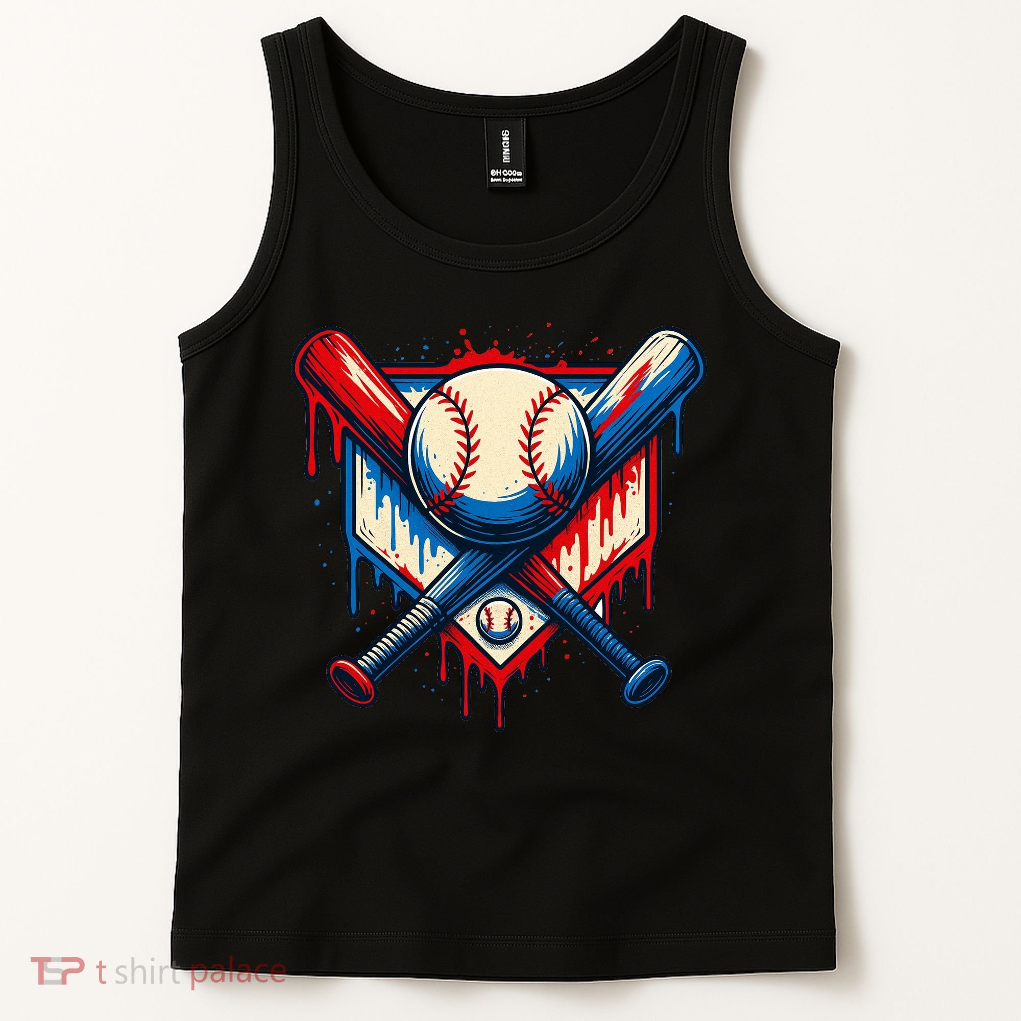 American Baseball Drip Graffiti Ball & Bat Tank Top