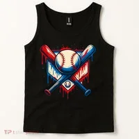 American Baseball Drip Graffiti Ball & Bat Tank Top thumb 2