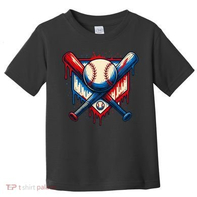 American Baseball Drip Graffiti Ball & Bat Toddler T-Shirt
