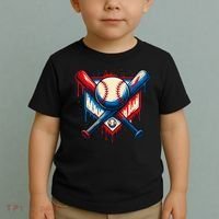 American Baseball Drip Graffiti Ball & Bat Toddler T-Shirt thumb 2
