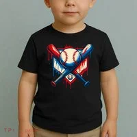 American Baseball Drip Graffiti Ball & Bat Toddler T-Shirt thumb 2