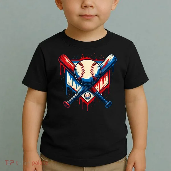 American Baseball Drip Graffiti Ball & Bat Toddler T-Shirt