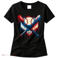 American Baseball Drip Graffiti Ball & Bat Women's T-Shirt thumb 0