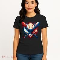 American Baseball Drip Graffiti Ball & Bat Women's T-Shirt thumb 4