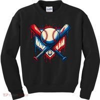 American Baseball Drip Graffiti Ball & Bat Kids Sweatshirt thumb 0