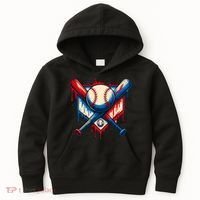 American Baseball Drip Graffiti Ball & Bat Kids Hoodie thumb 0