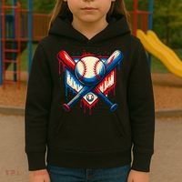 American Baseball Drip Graffiti Ball & Bat Kids Hoodie thumb 3