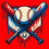 American Baseball Drip Graffiti Ball & Bat Santa Hat thumb 1