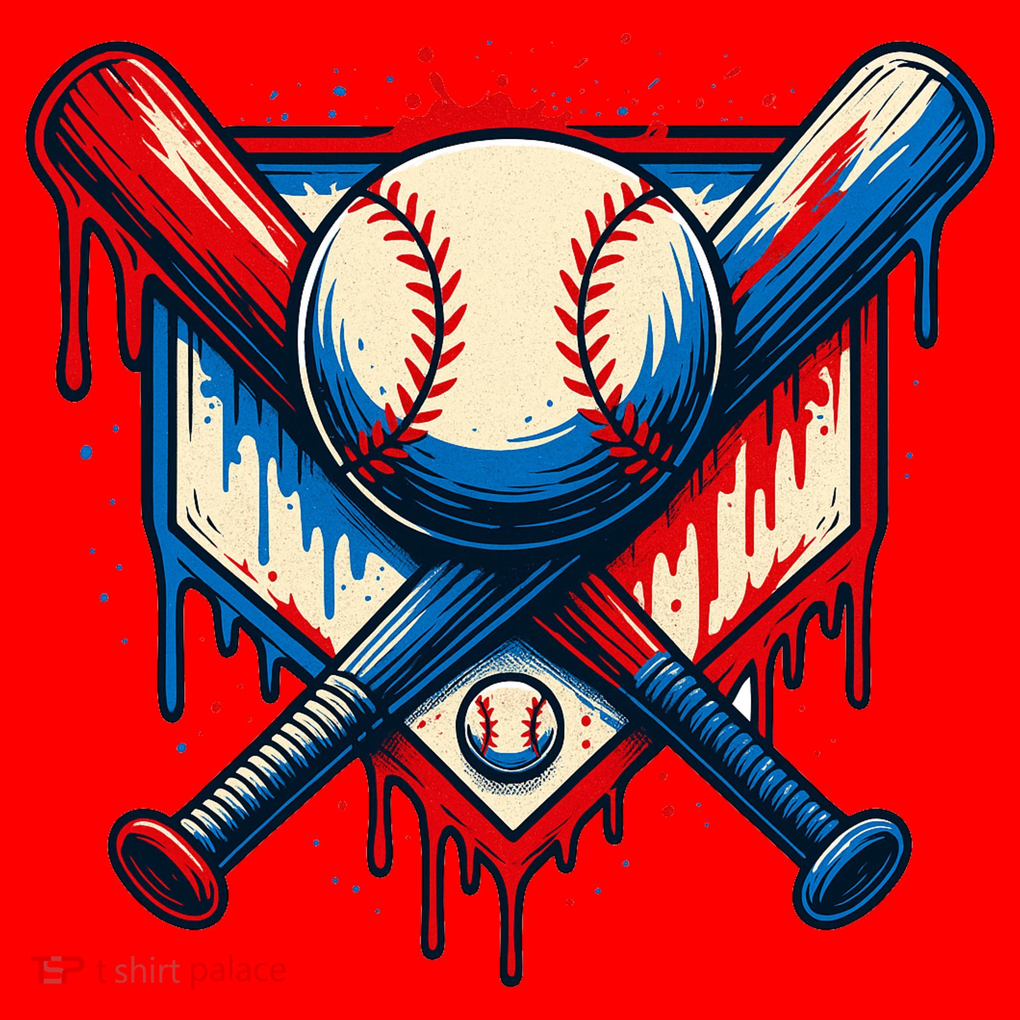 American Baseball Drip Graffiti Ball & Bat Santa Hat