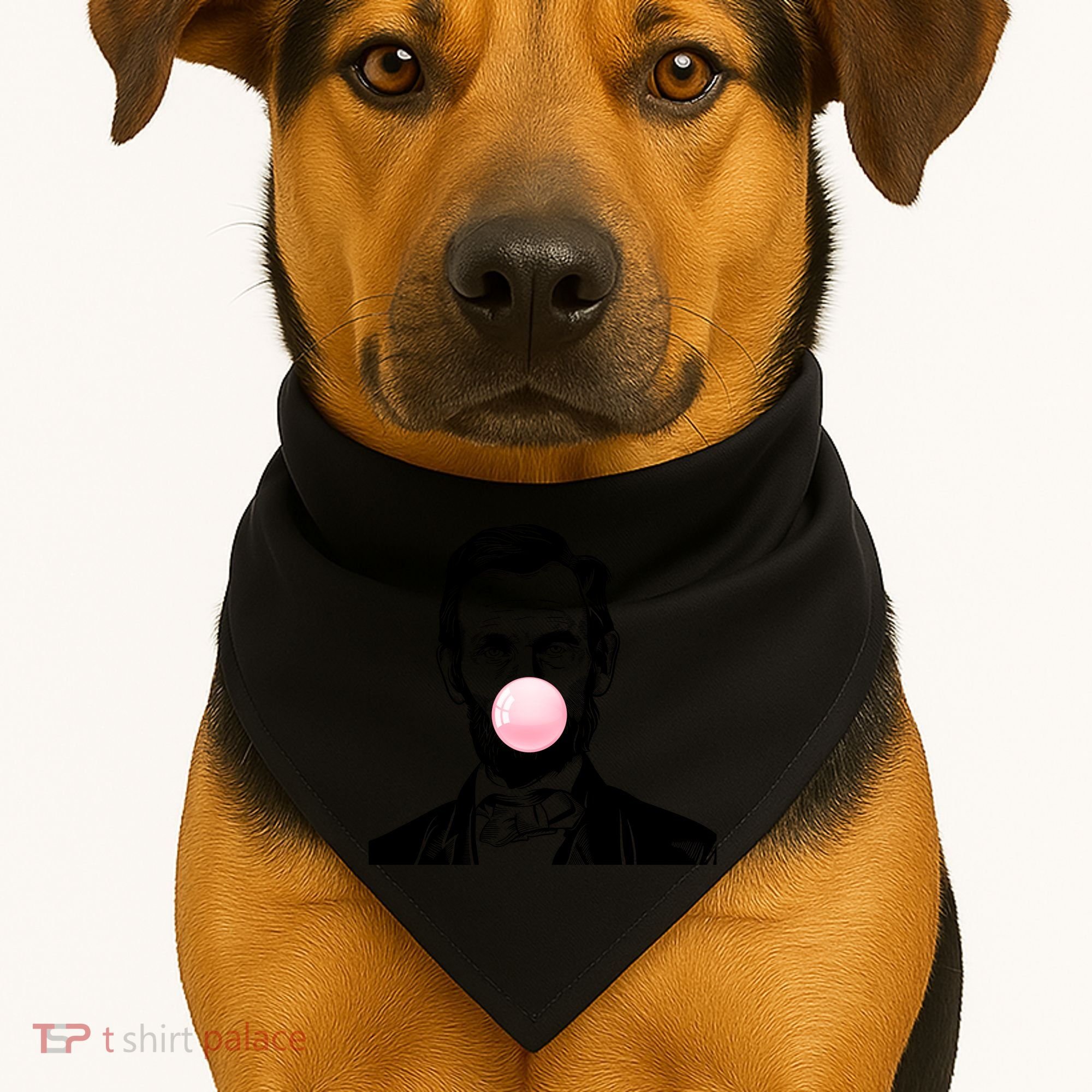 Abe Lincoln Blowing Bubble Gum USA-Made Doggie Bandana