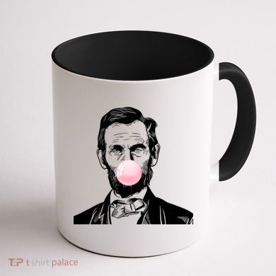 Abe Lincoln Blowing Bubble Gum Coffee Mug back