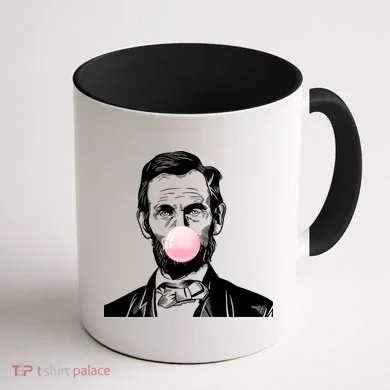Abe Lincoln Blowing Bubble Gum Coffee Mug back
