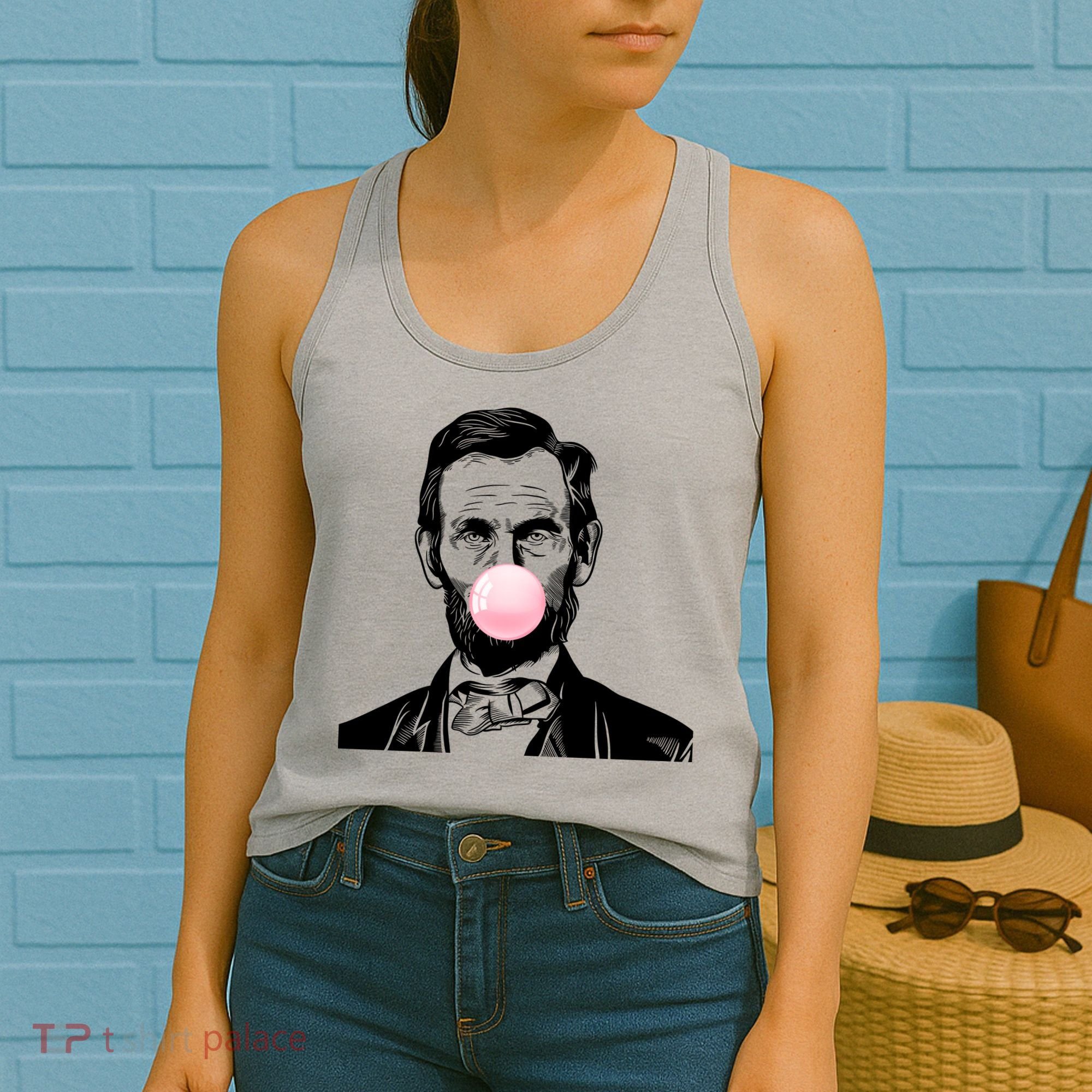 Abe Lincoln Blowing Bubble Gum Women's Tank Top