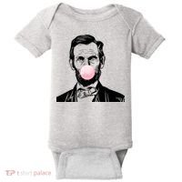 Abe Lincoln Blowing Bubble Gum Baby Bodysuit thumb 0