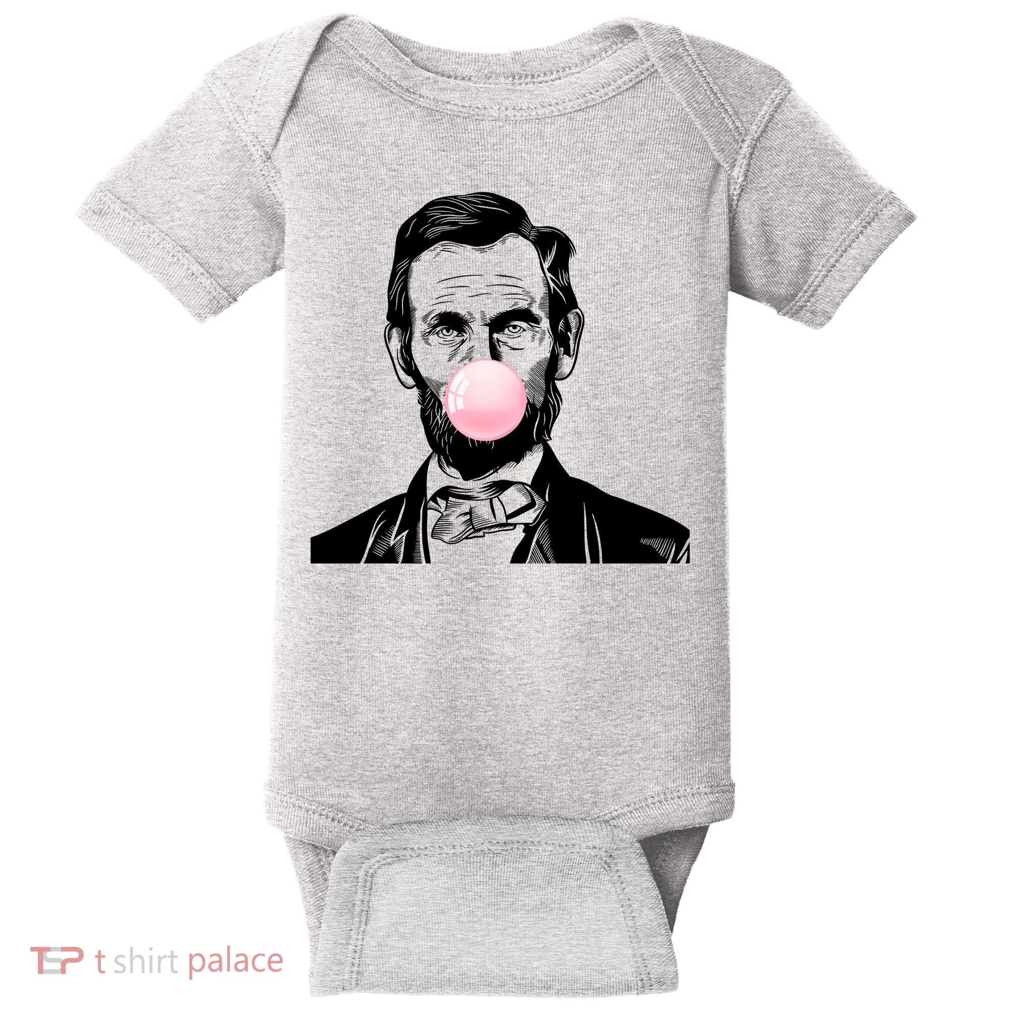 Abe Lincoln Blowing Bubble Gum Baby Bodysuit