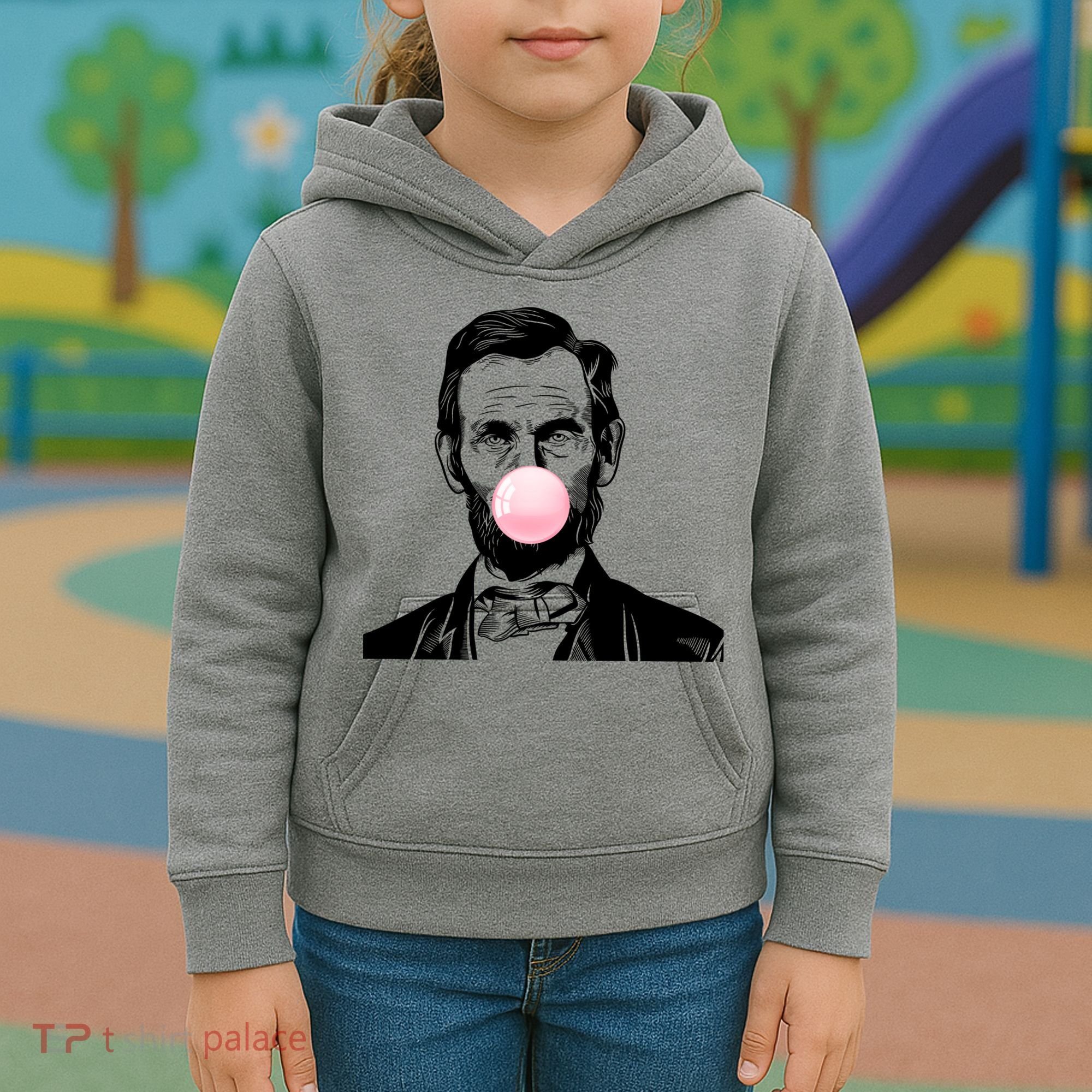 Abe Lincoln Blowing Bubble Gum Kids Hoodie