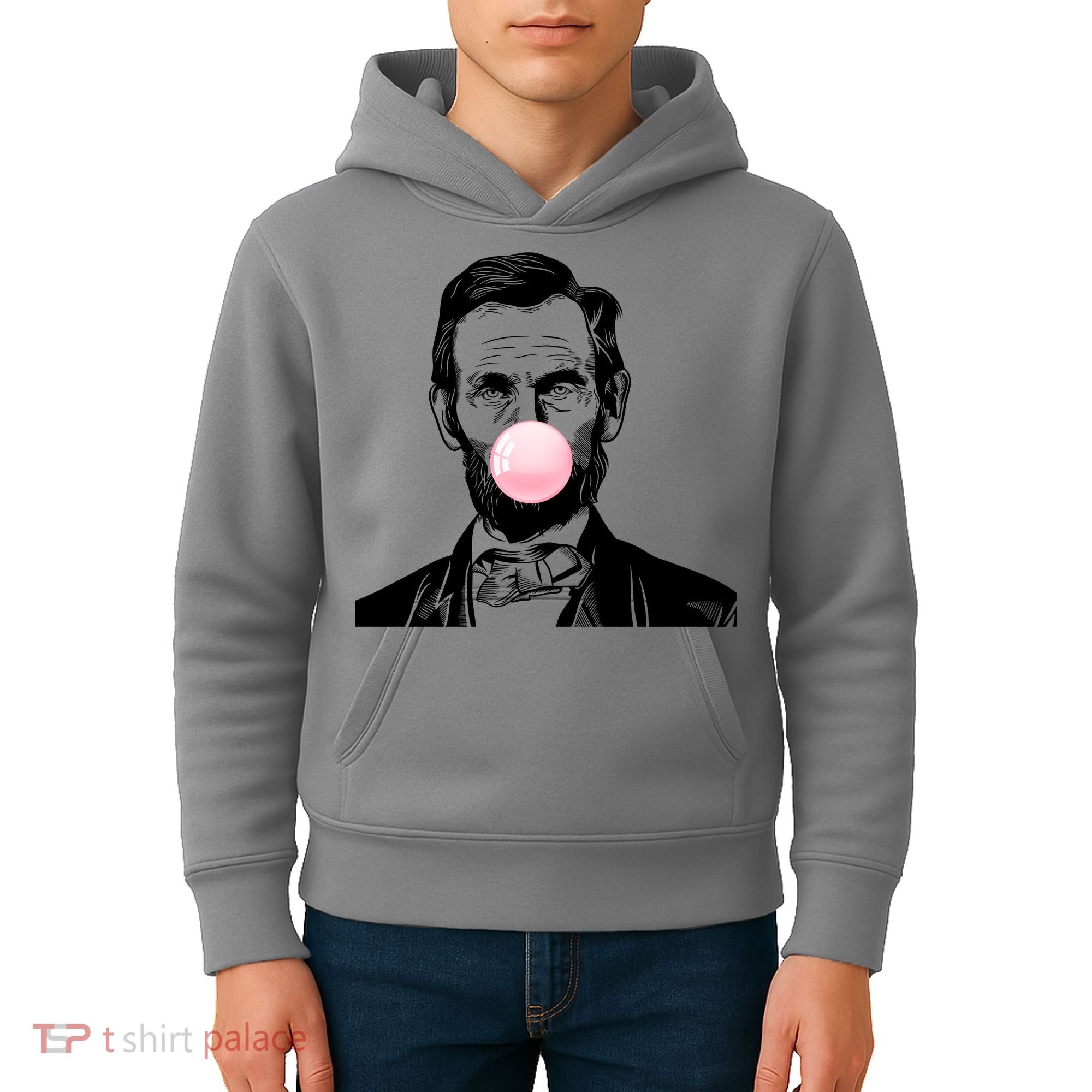 Abe Lincoln Blowing Bubble Gum Kids Hoodie