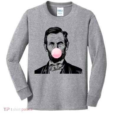 Abe Lincoln Blowing Bubble Gum Kids Long Sleeve Shirt