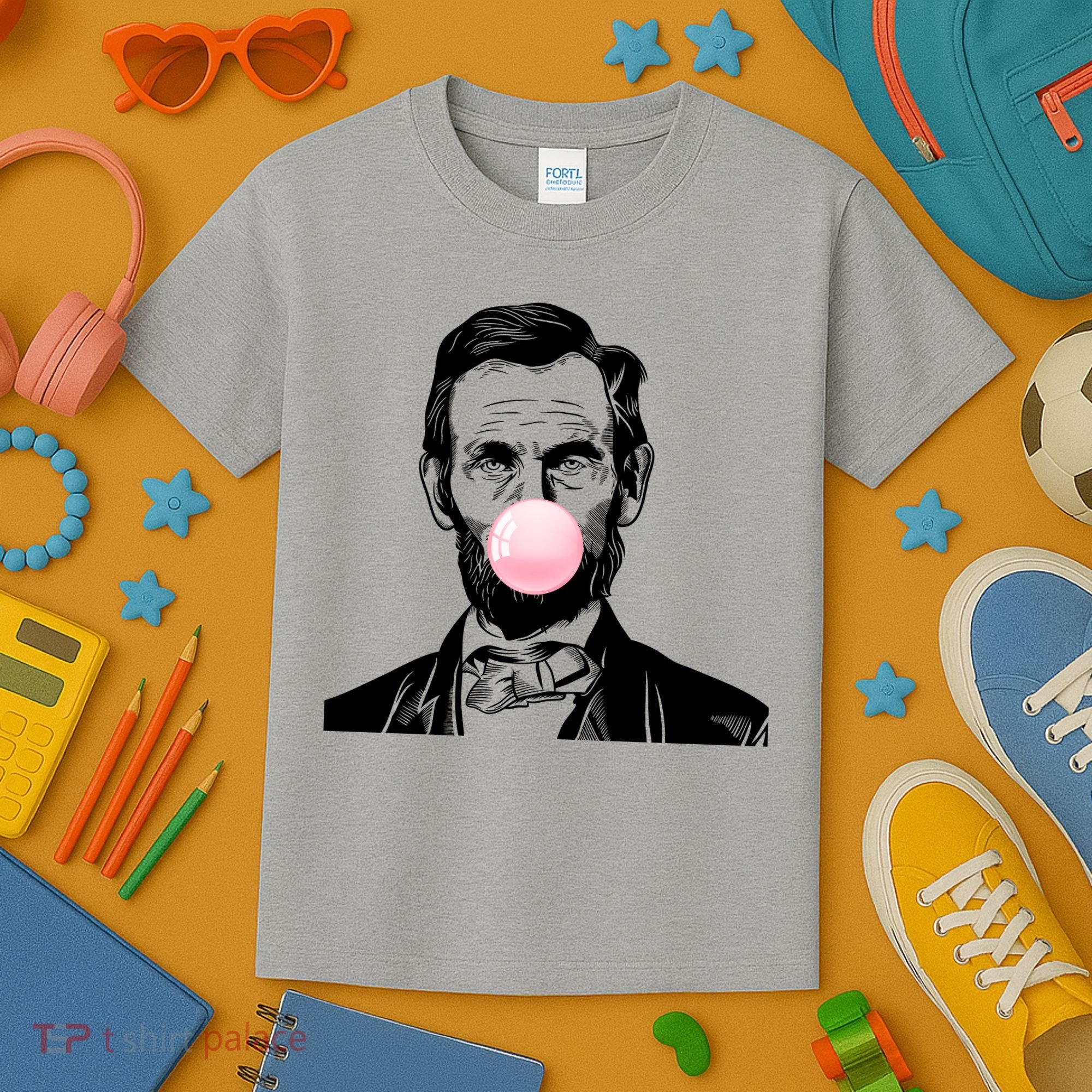 Abe Lincoln Blowing Bubble Gum Kids T-Shirt
