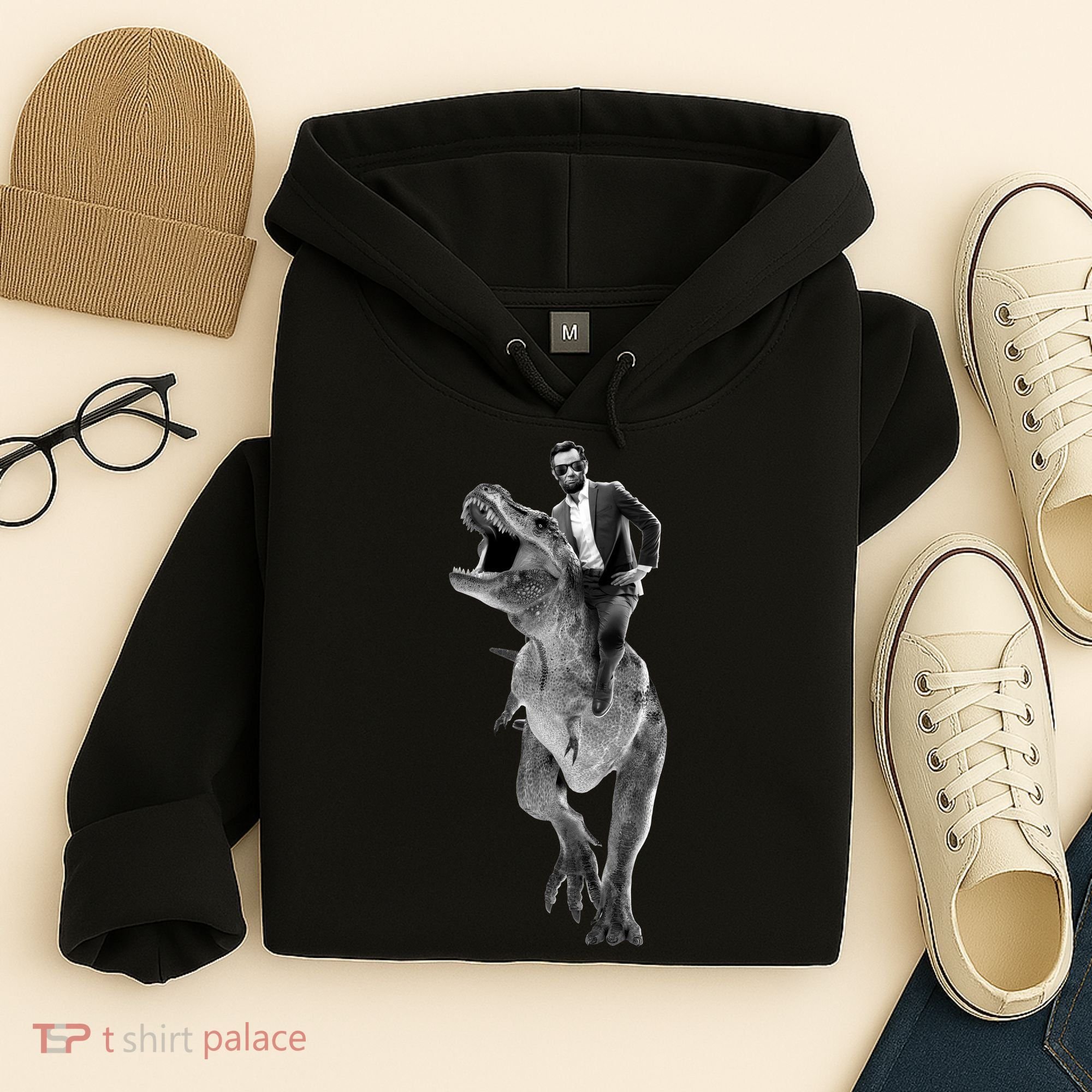 Abe Lincoln Riding A Dinosaur Hoodie