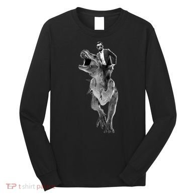 Abe Lincoln Riding A Dinosaur Long Sleeve Shirt